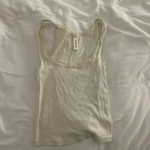 Cream Lace Trim Tank Top skims
